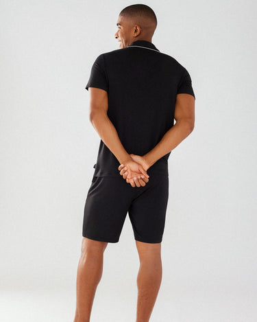 Men's Black Modal Button Up Short Pyjama Set